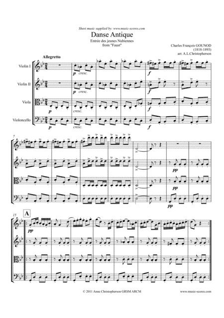 Danse Antique from Faust - String Quartet (arr. Anne Christopherson GRSM ARCM)