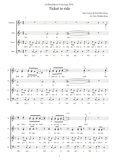 Ticket To Ride (arr. Geir Munthe-Kaas)