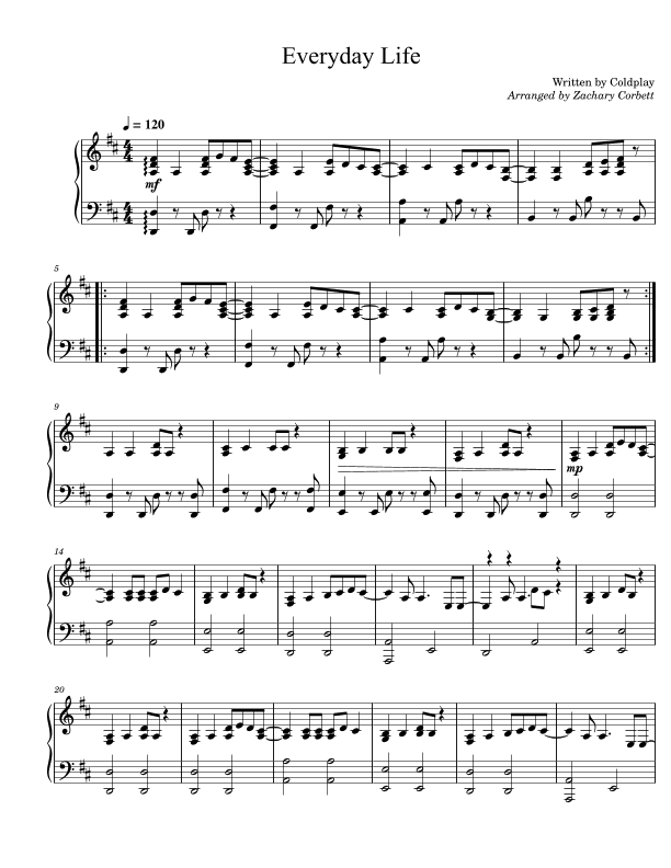 Everyday Life (arr. Zachary Corbett)