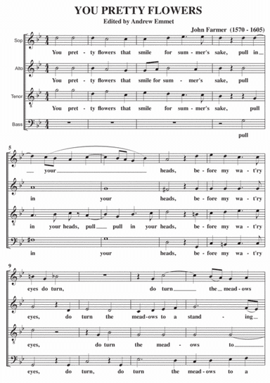 You Pretty Flowers A Cappella SATB (arr. Edited by Andrew Emmet)