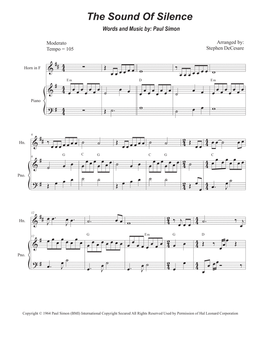 The Sound Of Silence (arr. Stephen DeCesare)