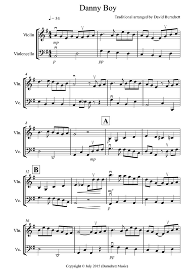 Danny Boy for Violin and Cello Duet (arr. David Burndrett)