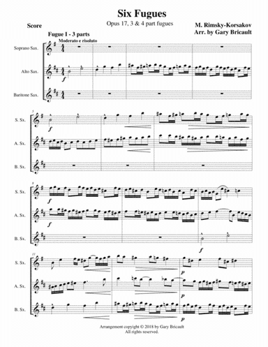 Six Fugues - Opus 17, 3 & 4 part fugues (arr. Gary Bricault)