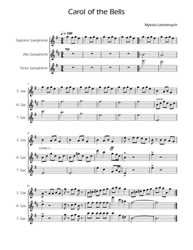 Carol of the Bells - Sax Trio (arr. Ygor Nunes)