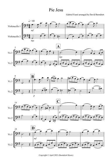 Pie Jesu (from Requiem) for Cello Duet (arr. David Burndrett)