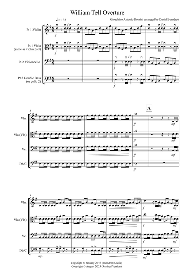 William Tell Overture for Violin or Viola, Cello and Double Bass Trio (arr. David Burndrett)