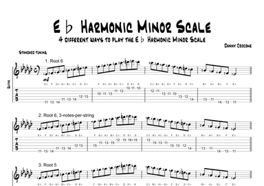 Eb Harmonic Minor Scale (4 Ways to Play)