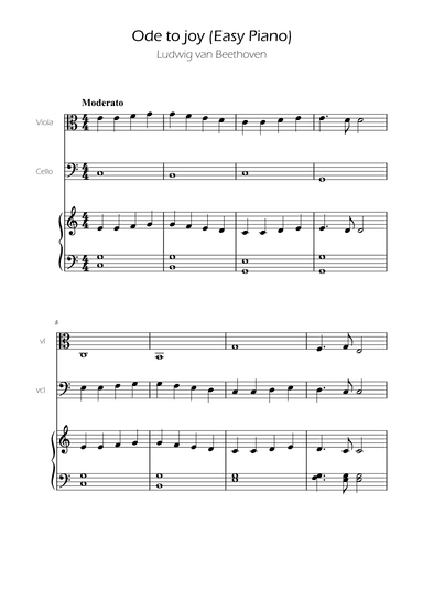 Ode To Joy - Easy Cello and Viola Duet w/ piano accompaniment (arr. Ygor Nunes)