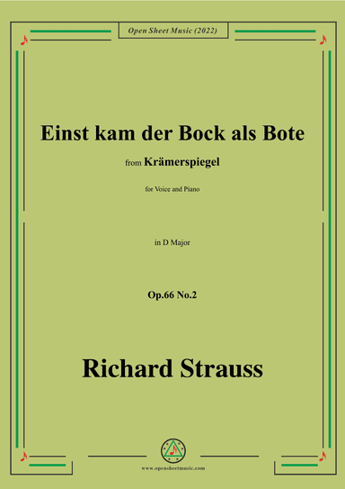 Richard Strauss-Einst kam der Bock als Bote,in D Major,Op.66 No.2 (arr. OSM Press)