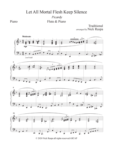 Let All Mortal Flesh Keep Silence (Flute & Piano) Piano part (arr. Nick Raspa)