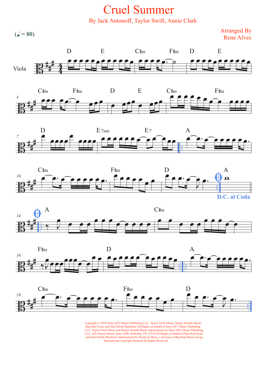 Cruel Summer (arr. Rene Alves)