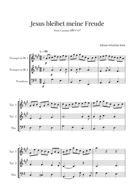 Bach - Jesus bleibet meine Freude for 2 Trumpets and Trombone (arr. Cadenza Editions)
