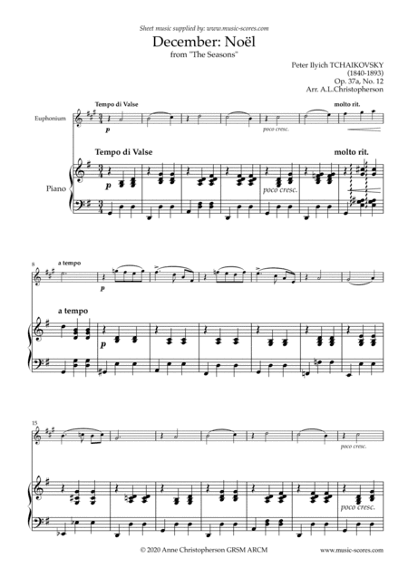 Noël, from The Seasons - Euphonium & Piano (arr. Anne Christopherson GRSM ARCM)