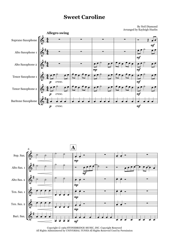 Sweet Caroline (arr. Kayleigh Huelin)