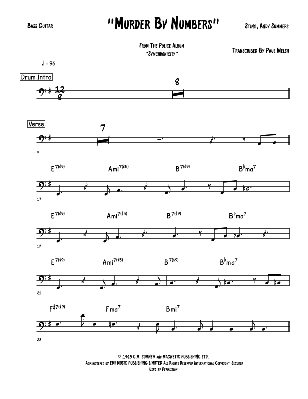 Murder By Numbers (arr. Accubass)