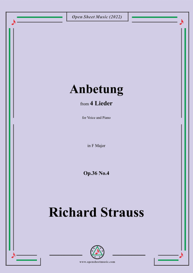 Richard Strauss-Anbetung,in F Major,Op.36 No.4 (arr. OSM Press)