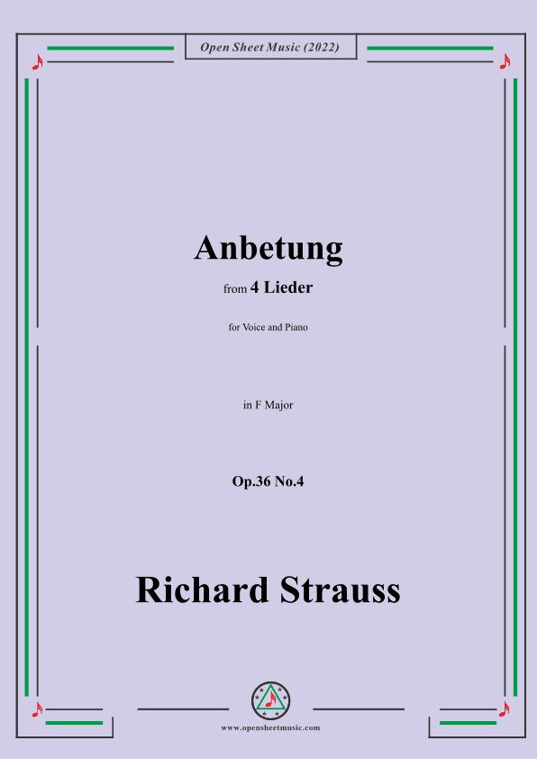 Richard Strauss-Anbetung,in F Major,Op.36 No.4 (arr. OSM Press)