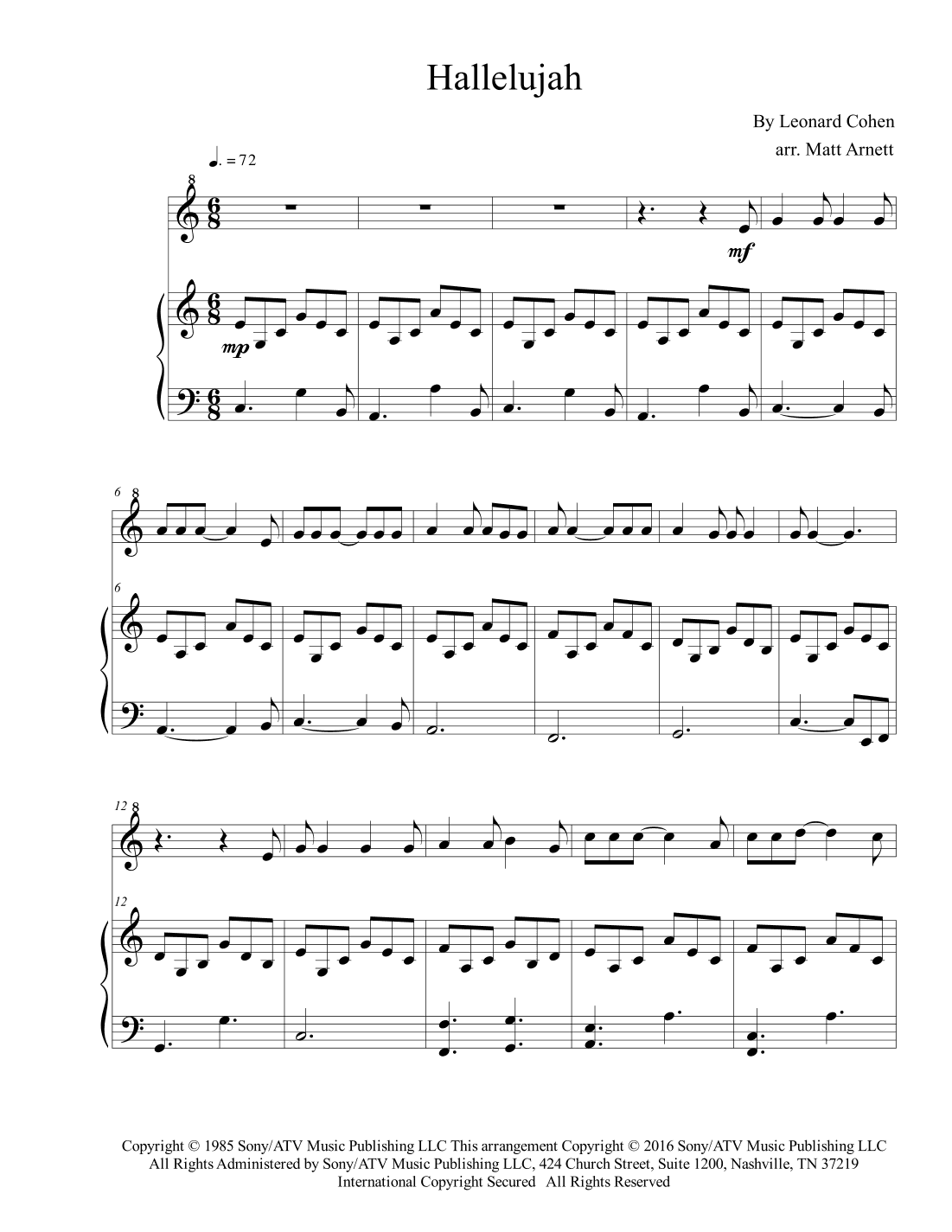 Hallelujah (arr. Matt Arnett)