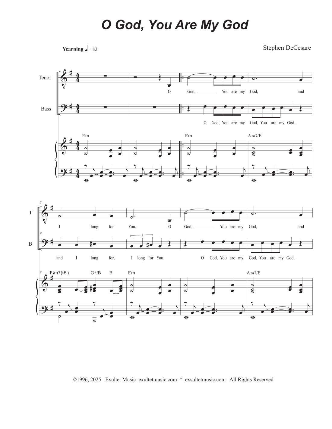 O God, You Are My God (Duet for Tenor and Bass solo)