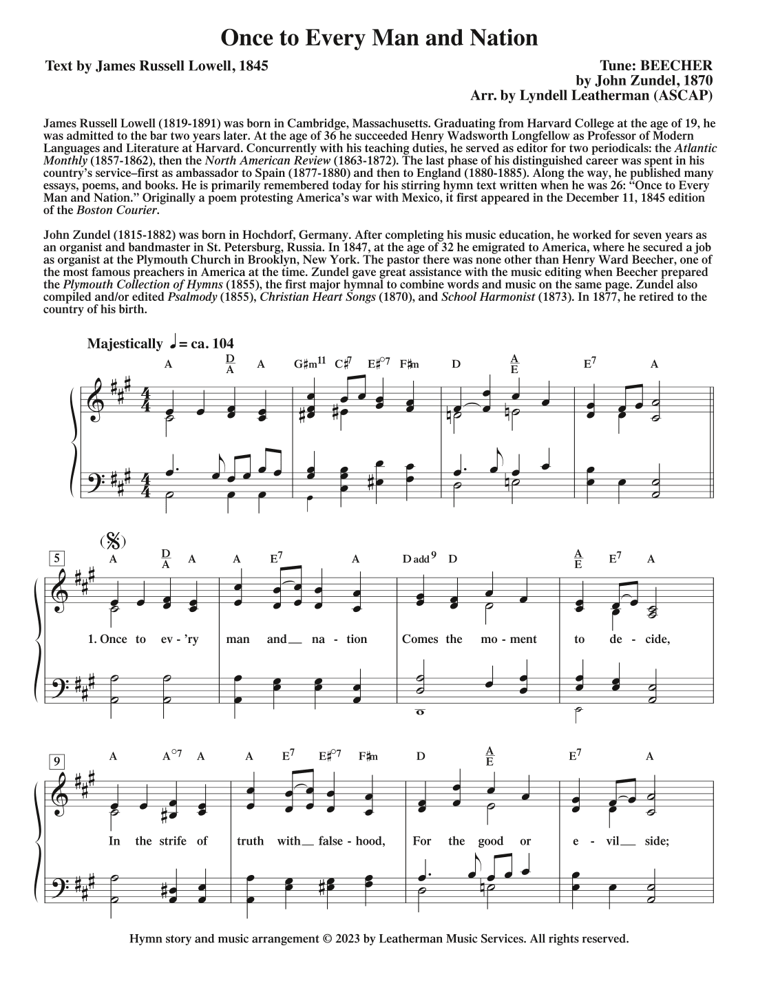 Once to Every Man and Nation (arr. Lyndell Leatherman)