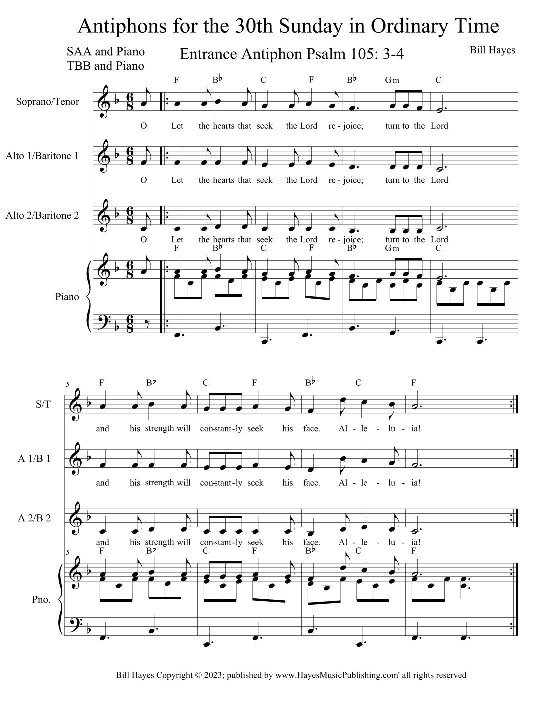 Antiphons for the 30th Sunday in Ordinary Time