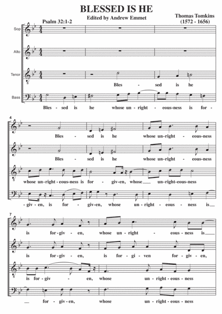 Blessed Is He A Cappella SATB (arr. Edited by Andrew Emmet)