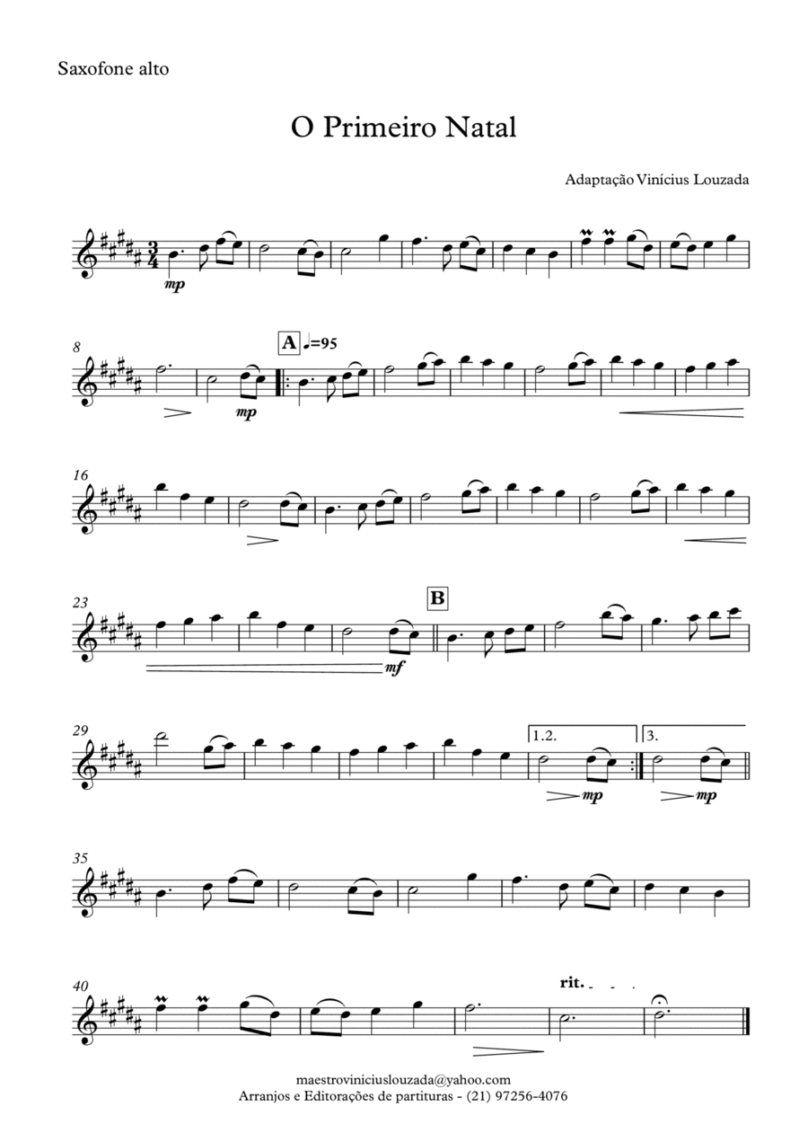 The First Noel - Alto Saxophone Solo (arr. Vinícius Louzada)