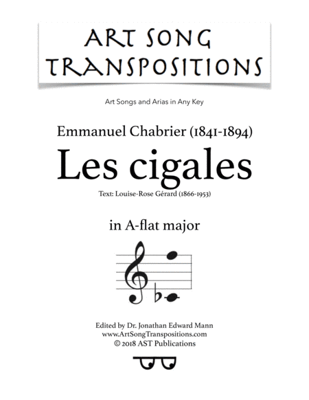 CHABRIER: Les cigales (transposed to A-flat major) (arr. ArtSongTranspositions.com)
