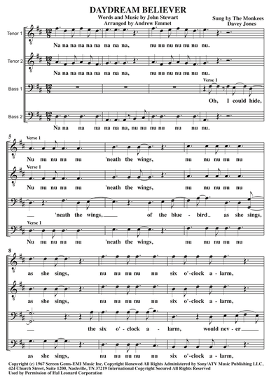 Daydream Believer (arr. Andrew Emmet)