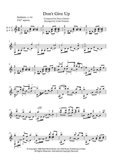 Don't Give Up (arr. Colin Tommis)