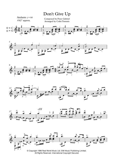Don't Give Up (arr. Colin Tommis)