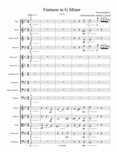 Franz Schubert - Fantasy in G-Minor, D. 9, Orchestrated by Arkady Leytush Full orchestra