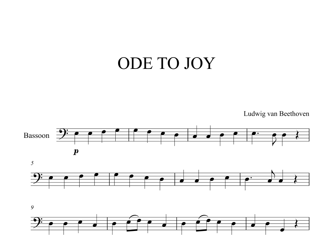Beethoven - Ode to Joy (for Bassoon Solo) (arr. Cadenza Editions)