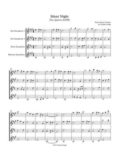 Silent Night (Sax Quartet AATB) (arr. Jordan Grigg)