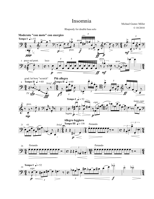 Insomnia - rhapsody for double bass solo