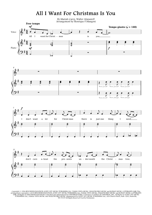 All I Want For Christmas Is You (arr. Henrique F Mangoni)