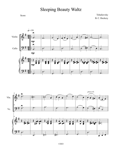 Sleeping Beauty Waltz (Violin and Cello Duet with Piano Accompaniment) (arr. B. C. Dockery)