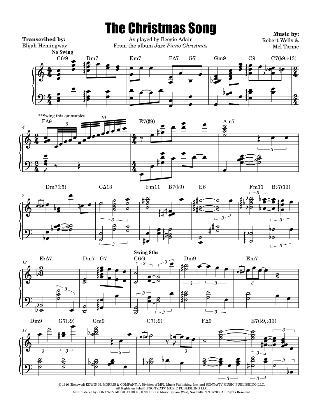 The Christmas Song (chestnuts Roasting On An Open Fire) (arr. Elijah Hemingway)
