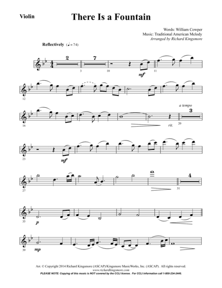 There Is a Fountain (solo violin) (arr. Richard Kingsmore)