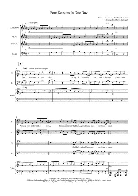 Four Seasons In One Day (arr. Darren Ballingall)