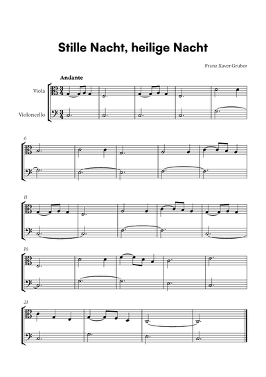 Stille Nacht, heilige Nacht (for Viola and Cello) (arr. Cadenza Editions)