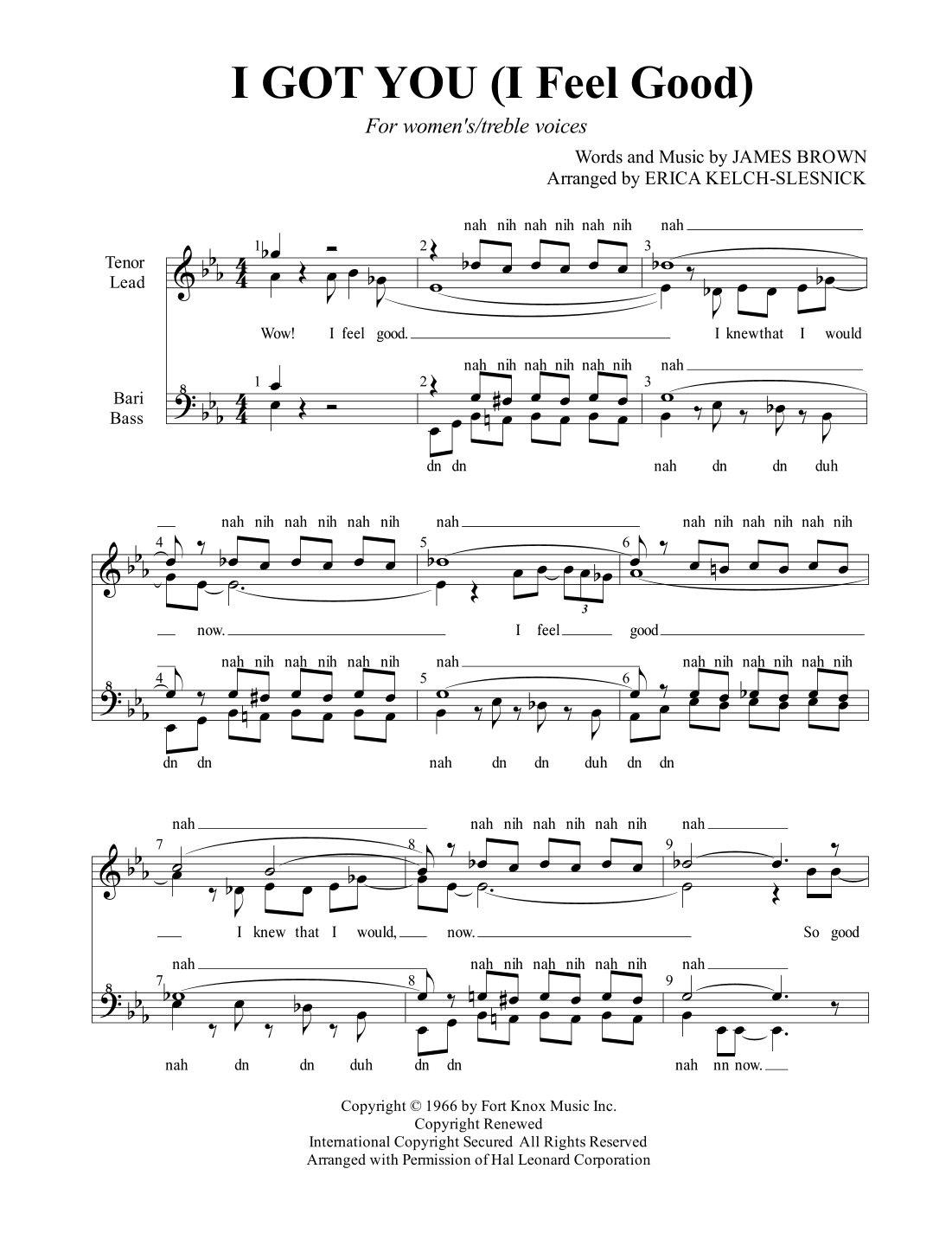 I Got You (i Feel Good) (arr. Erica Kelch-Slesnick)
