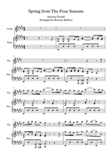 Spring from The Four Seasons Violin ( Flute) & Piano (arr. Roxana Belibou)