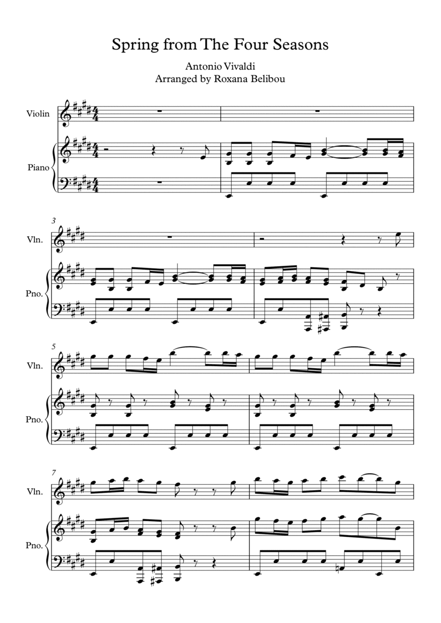 Spring from The Four Seasons Violin ( Flute) & Piano (arr. Roxana Belibou)