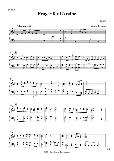 Prayer for Ukraine - Mykola Lysenko (arr. Jope)