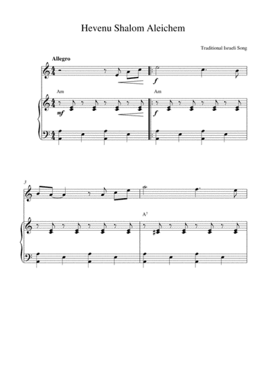 Hevenu Shalom Aleichem (harmonica solo and piano accompaniment with chords) (arr. Kaiserin Rebecca)