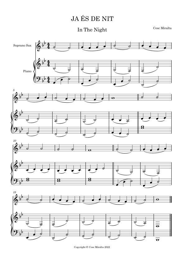JA E´S DE NIT S. Sax & Pno