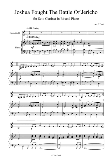 Joshua Fought the Battle of Jericho for Solo Clarinet in Bb and Piano (arr. Tim Curd)