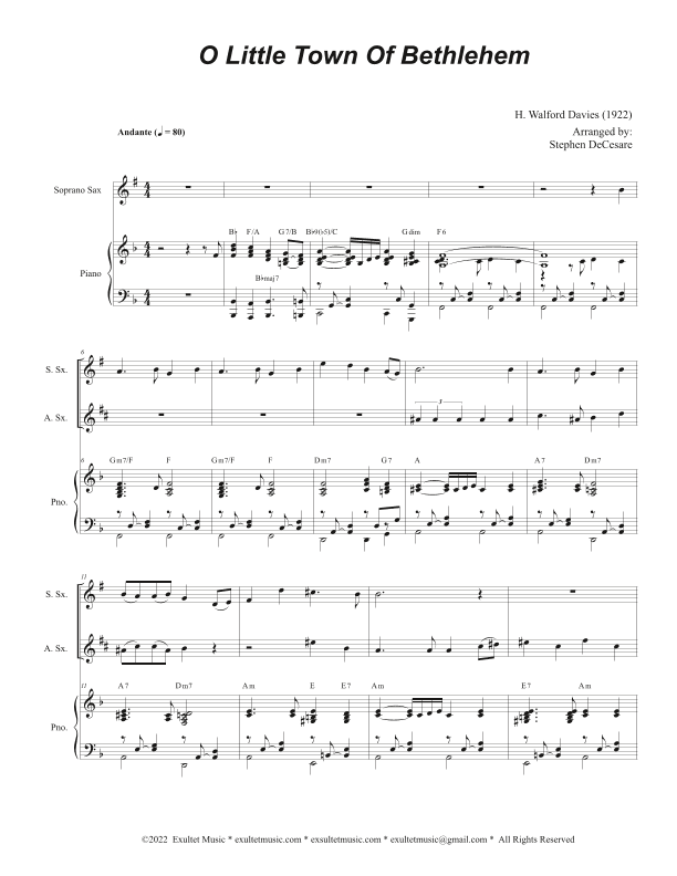 O Little Town Of Bethlehem (Duet for Soprano and Alto Saxophone) (arr. Stephen DeCesare)