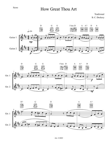 How Great Thou Art (Guitar Duet or Trio) (arr. B. C. Dockery)